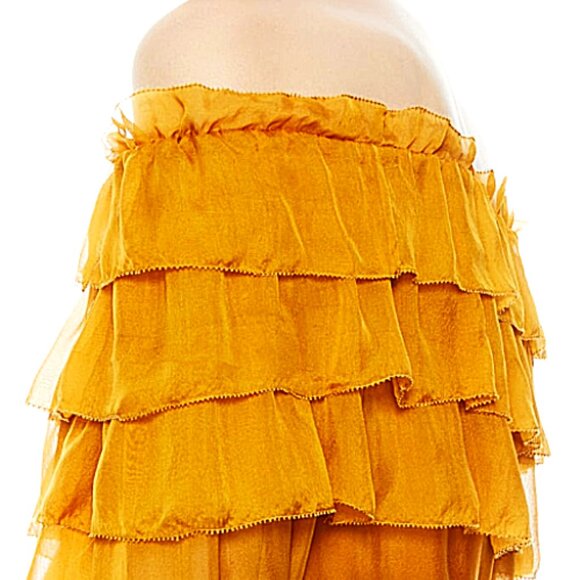 Alice + Olivia Ersa Silk Ruffle Tiered Off Shoulder Blouse XS Designer - Picture 4 of 11